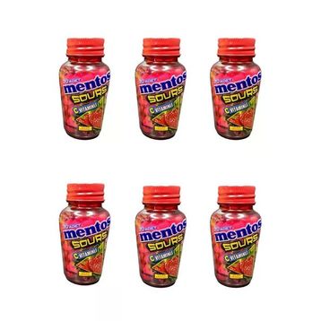 Mentos 49 gr Sours Çilek Aromalı C Vitaminli Tablet Şekerleme (6 adet)