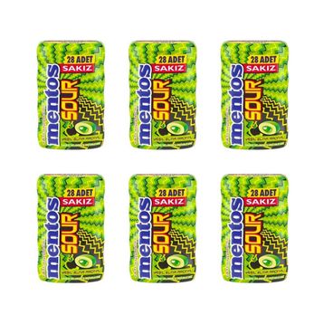 Mentos 56 gr Sour Yeşil Elma Aromalı Draje Sakız (6 adet)