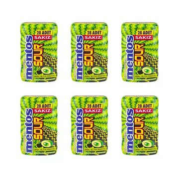Mentos 56 gr Sour Yeşil Elma Aromalı Draje Sakız (6 adet)