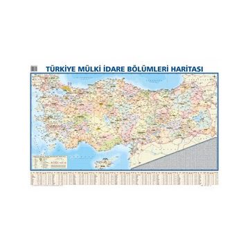 Mepmedya 50X35 cm Çift Taraflı Türkiye Mülki İdare Bölümleri Fiziki Haritası