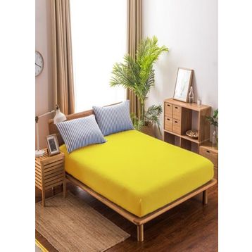 Mer-tim 100x200 cm Sarı Penye Lastikli Tek Kişilik Çarşaf