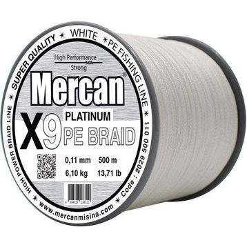 Mercan Pe Örgü Platinum X9 İp 0.11 mm - 500 mt Beyaz Misina