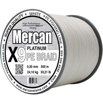 Mercan Pe Örgü Platinum X9 İp 0.35 mm - 500 mt Beyaz Misina