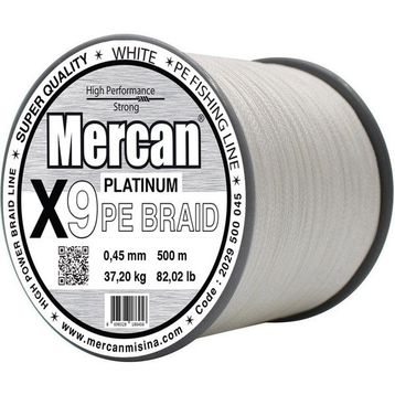 Mercan Pe Örgü Platinum X9 İp 0.45 mm - 500 mt Beyaz Misina