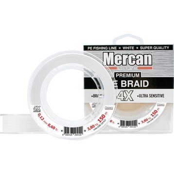 Mercan PE Örgü Premium 4X İp 0.12 mm - 150 mt Beyaz Makara Misina