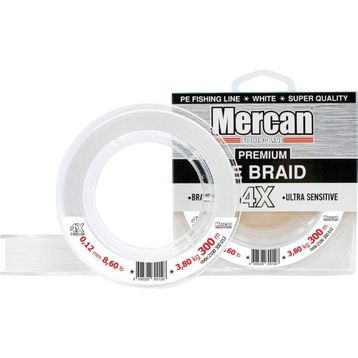 Mercan Pe Örgü Premium 4X İp 0.12 mm - 300 mt Beyaz Misina