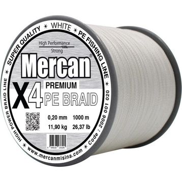 Mercan Pe Örgü Premium 4X İp 0.20 mm - 1000 mt Beyaz Misina