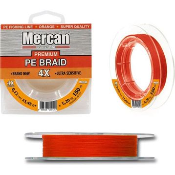 Mercan PE Örgü Premium 4X İp 150 mt Turuncu Makara Misina