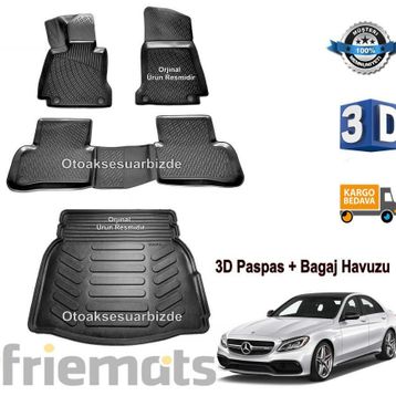 Mercedes C W205 3D Havuzlu Paspas