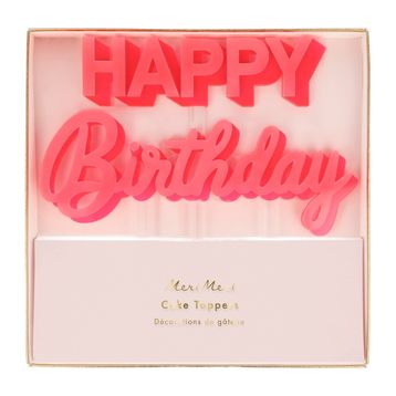 Meri Meri Happy Birthday Pembe Akrilik Pasta Süsü