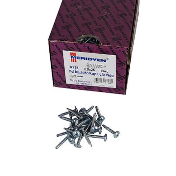 Meridyen 3.9x25 mm 1000 Adet Paket Yıldız Havşa Başlı Matkap Uçlu Vida