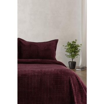 Merinos Modern Line 220x240 cm Bordo 3 Parça Çift Kişilik Battaniye Seti