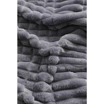 Merinos Modern Line Koyu Gri Antrasit 3 Parça Battaniye Seti