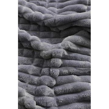 Merinos Modern Line Koyu Gri Antrasit 3 Parça Battaniye Seti