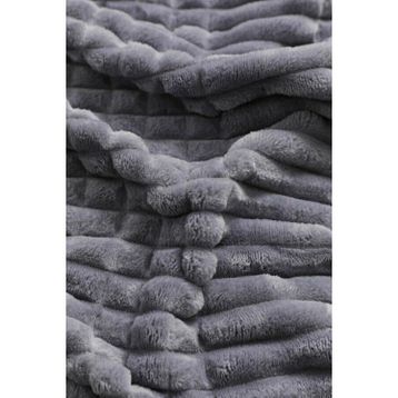 Merinos Modern Line Koyu Gri Antrasit 3 Parça Battaniye Seti