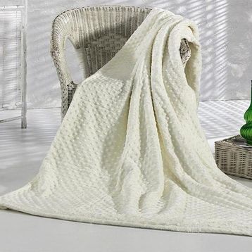 Merinos Pearl Tomurcuk Kemik 200x220 cm Krem Çift Kişilik Battaniye