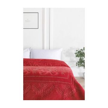 Merinos Pırıltı Embos Bordo Çift Kişilik Battaniye