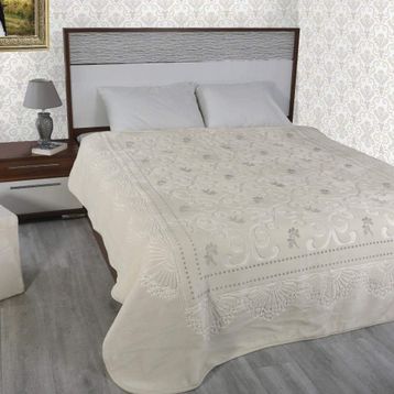 Merinos Pırıltı Krem Çift Kisilik Embos Vizon Battaniye