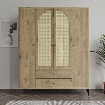 Merlin Mobilya Diamond 4 Kapakli Çift Hazeran Dolap