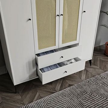 Merlin Mobilya Diamond 4 Kapakli Çift Hazeranli Dolap