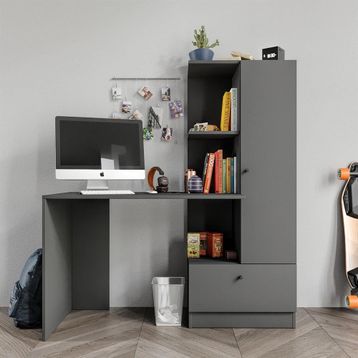 Merlin Mobilya Minör Antrasit Çalişma Masası ve Kitaplik