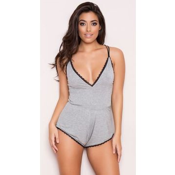 Merry See Dantel İşlemeli Birleşik Şortlu Gri Kadın Pijama