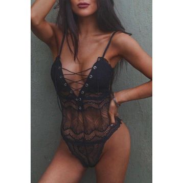 Merry See Siyah Dantel Body Gecelik