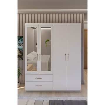 Metalia 4 Kapılı 2 Çekmeceli Aynalı Gardrop