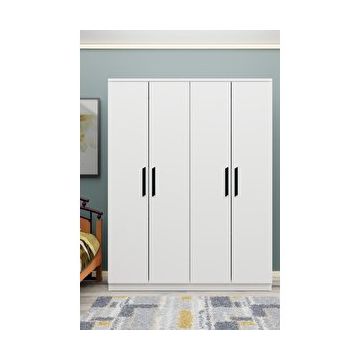 Metalia GM 057 Atlas 4 Kapılı Siyah Kulplu Aynasız Gardırop