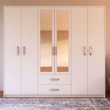 Metalia GM033 Lüx 6 Kapı 2 Çekmeceli Aynalı Gardrop