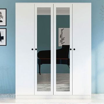 Metalia GM053 4 Kapili Aynali Beyaz Gardirop