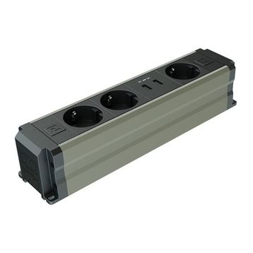 Metalline Büro-Line Usb Şampanya Eloksal Sıva Üstü Bürotik Priz Kutusu