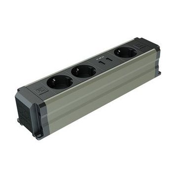 Metalline Büro-Line Usb Şampanya Eloksal Sıva Üstü Bürotik Priz Kutusu