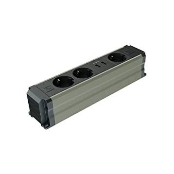 Metalline Büro-Line Usb Şampanya Eloksal Sıva Üstü Bürotik Priz Kutusu