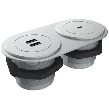 Metalline Circular-Line Gümüş Modüler USB Type C Hızlı Şarj Kutusu