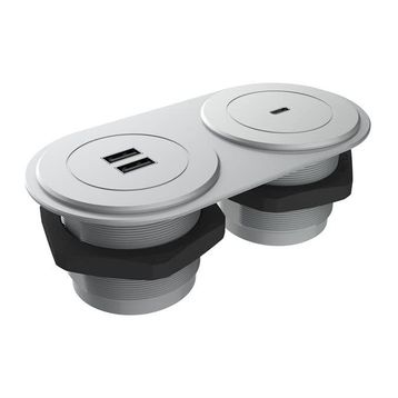 Metalline Circular-Line Gümüş Modüler USB Type C Hızlı Şarj Kutusu