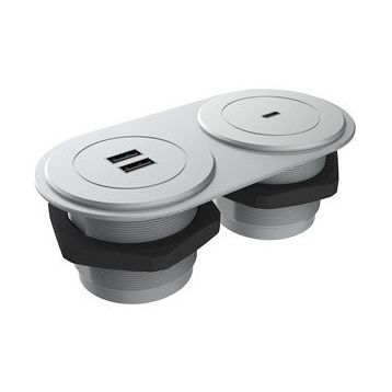 Metalline Circular-Line Gümüş Modüler USB Type C Hızlı Şarj Kutusu