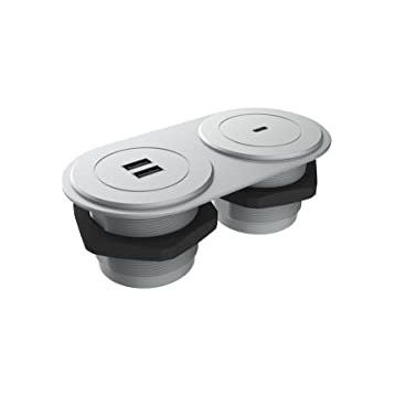 Metalline Circular-Line Gümüş Modüler USB Type C Hızlı Şarj Kutusu