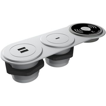 Metalline Circular-Line Gümüş Modüler Wireless USB Type C Hızlı Şarj Kutusu