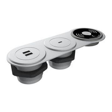 Metalline Circular-Line Gümüş Modüler Wireless USB Type C Hızlı Şarj Kutusu