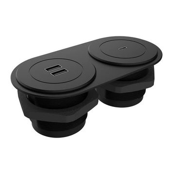 Metalline Circular-Line Siyah Modüler USB Type C Hızlı Şarj Kutusu