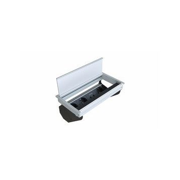 Metalline Fix-Line Naturel Eloksal Fırçalı Kapaklı Masaüstü USB Priz Kutusu