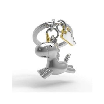 Metalmorphose MTM119-01 Gümüş 3D Uçan Unicorn Anahtarlık