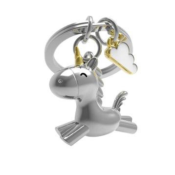 Metalmorphose MTM119-01 Gümüş 3D Uçan Unicorn Anahtarlık