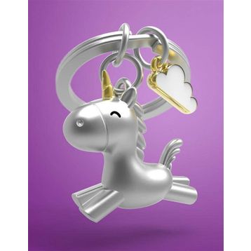 Metalmorphose MTM119-01 Gümüş 3D Uçan Unicorn Anahtarlık