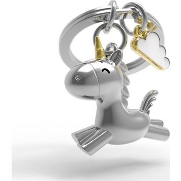 Metalmorphose MTM119-01 Gümüş 3D Uçan Unicorn Anahtarlık