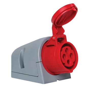 Mete Enerji 406605 4x16A 3P+E 5h/50-60Hz 380-415V IP44 Cee Norm Hızlı Bağlantılı Eğik Gövdeli Duvar Prizi