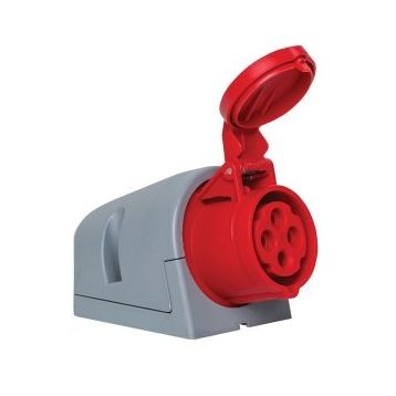 Mete Enerji 406605 4x16A 3P+E 5h/50-60Hz 380-415V IP44 Cee Norm Hızlı Bağlantılı Eğik Gövdeli Duvar Prizi