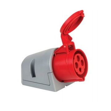 Mete Enerji 406614 4x32A 3P+E 6h/50-60Hz 380 415 Watt IP44 Cee Norm Hızlı Bağlantılı Eğik Gövdeli Duvar Prizi