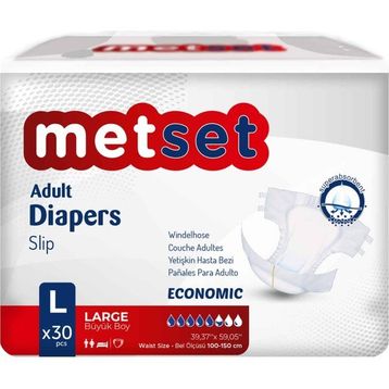 Metset Bel Bantlı Ekonomik 5.5 Damla Large 30 Adet Yetişkin Hasta Bezi